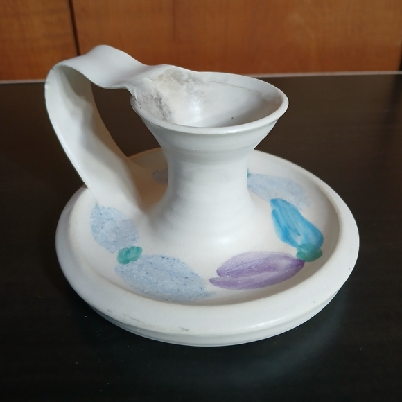 Flo Greig Studio Art Pottery Floral Chamberstick Candleholder - Picture 2 of 14
